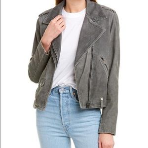The Kooples - smooth crackled real suede moto jacket NWT